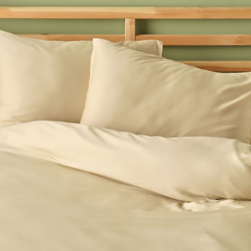 Supreme 100% Cotton Satin Single Duvet Cover Set Beige (160x220 cm) - Image 2