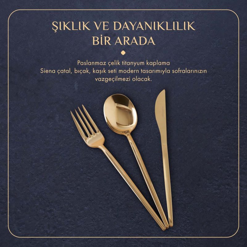 Siena 42 Piece Cutlery Set Gold - Image 2
