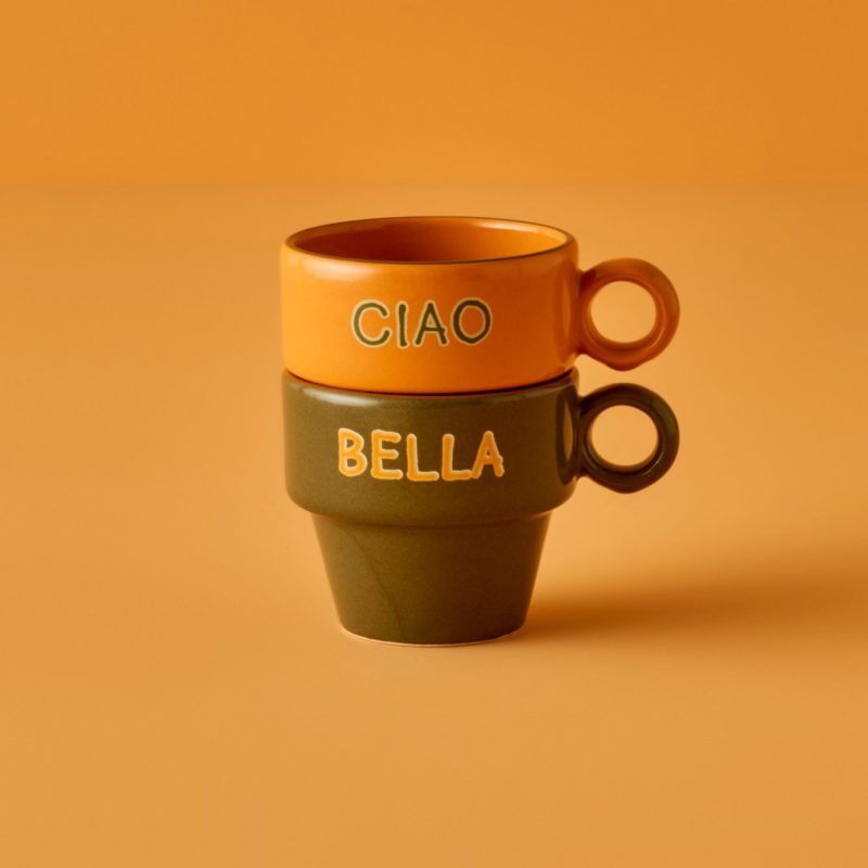 Line Ceramic Espresso Set of 2 Coffee Cups (105 cc)