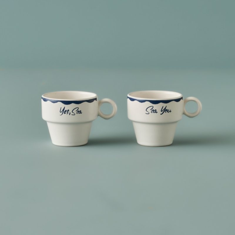 Marine Ceramic Espresso Set of 2 Coffee Cups (105 cc) - Image 2
